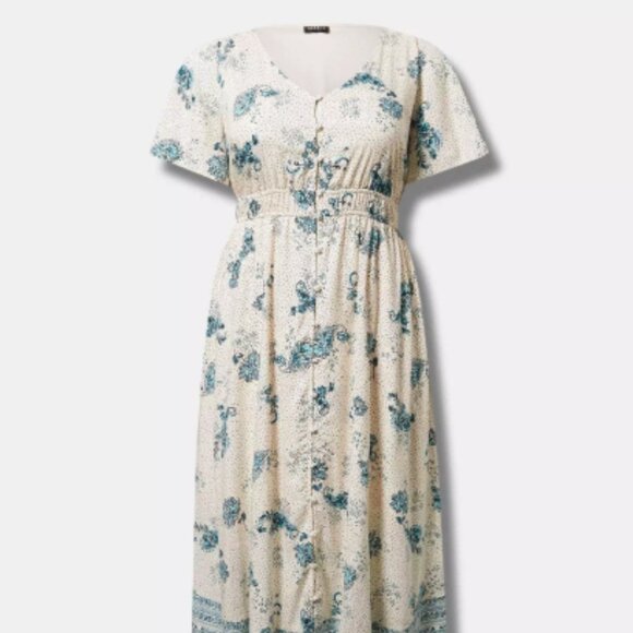 Torrid Maxi Wash Challis Button Front Aline Dress - Picture 4 of 6